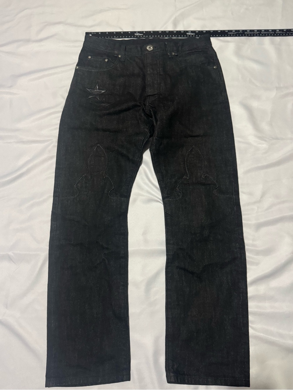 Men's chrome hearts Black Slim Straight raw denim jeans